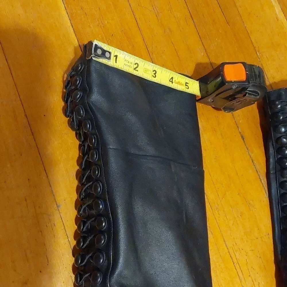 VC John Camuto Black Lamb leather OTK Thigh high Cut out Punk Sexy Boots S.7.5